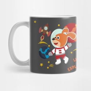 Space dog or astronaut in a space suit with cartoon style. Mug